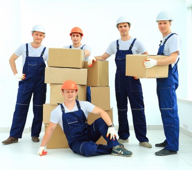 Commercial furniture and equipment being prepared for an office relocation in Harringay