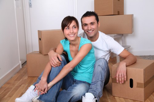 Boxes staged for a property move in Harringay with limited access