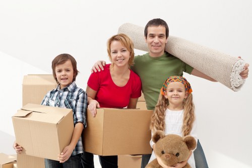 Prepared boxes and furniture ready for a Harringay moving truck